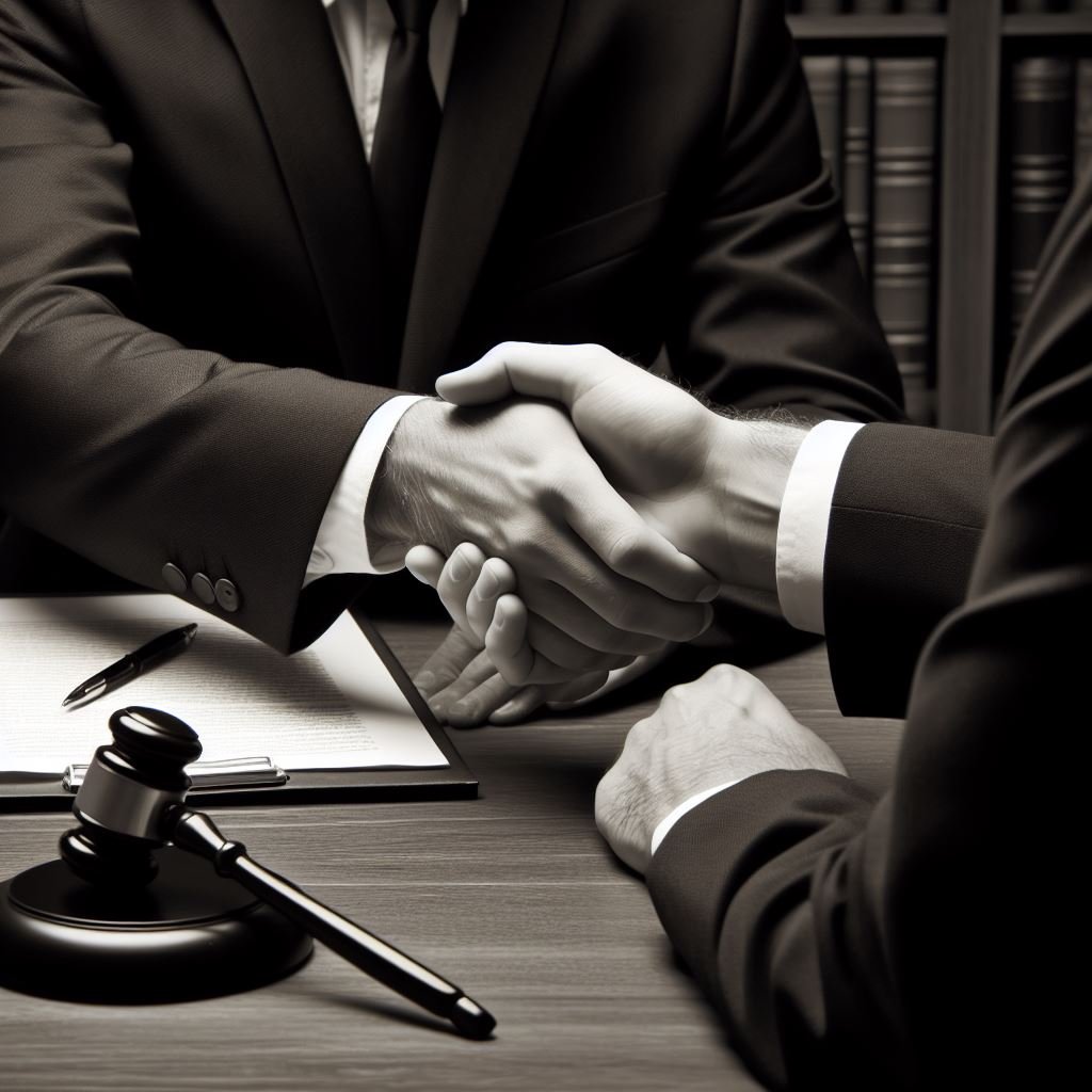 Handshake representing a personal injury settlement