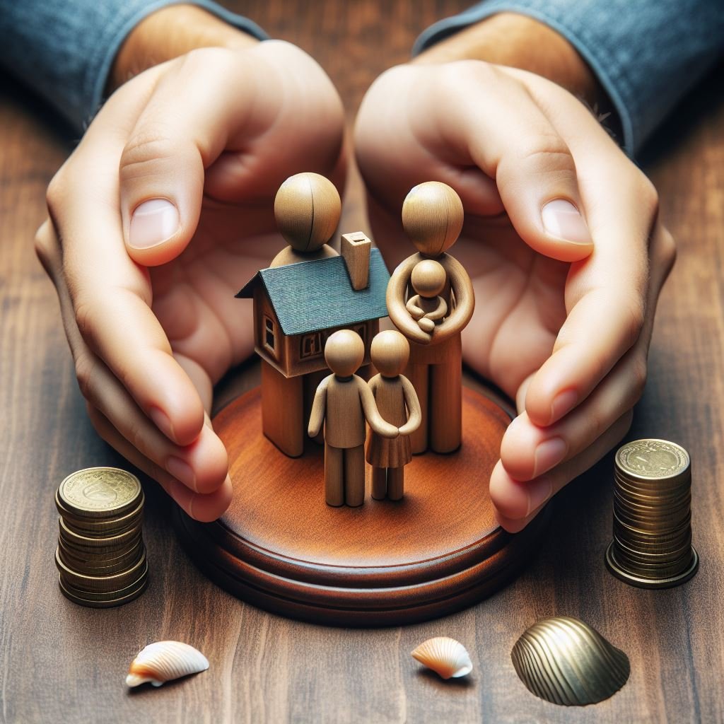 Figurines of a family on a hand